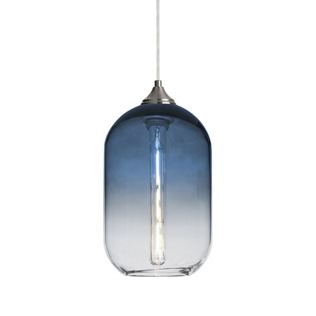 Besa Lighting Omega 12 Cord Pendant, Steel/Clear, Satin Nickel Finish, 1x4W LED Filament 1JT-OMEGA12ST-EDIL-SN